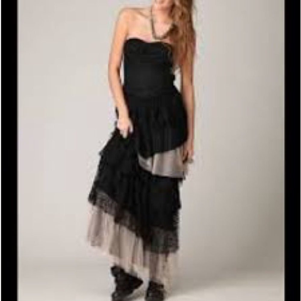 Free People Black Strapless Layered Dress